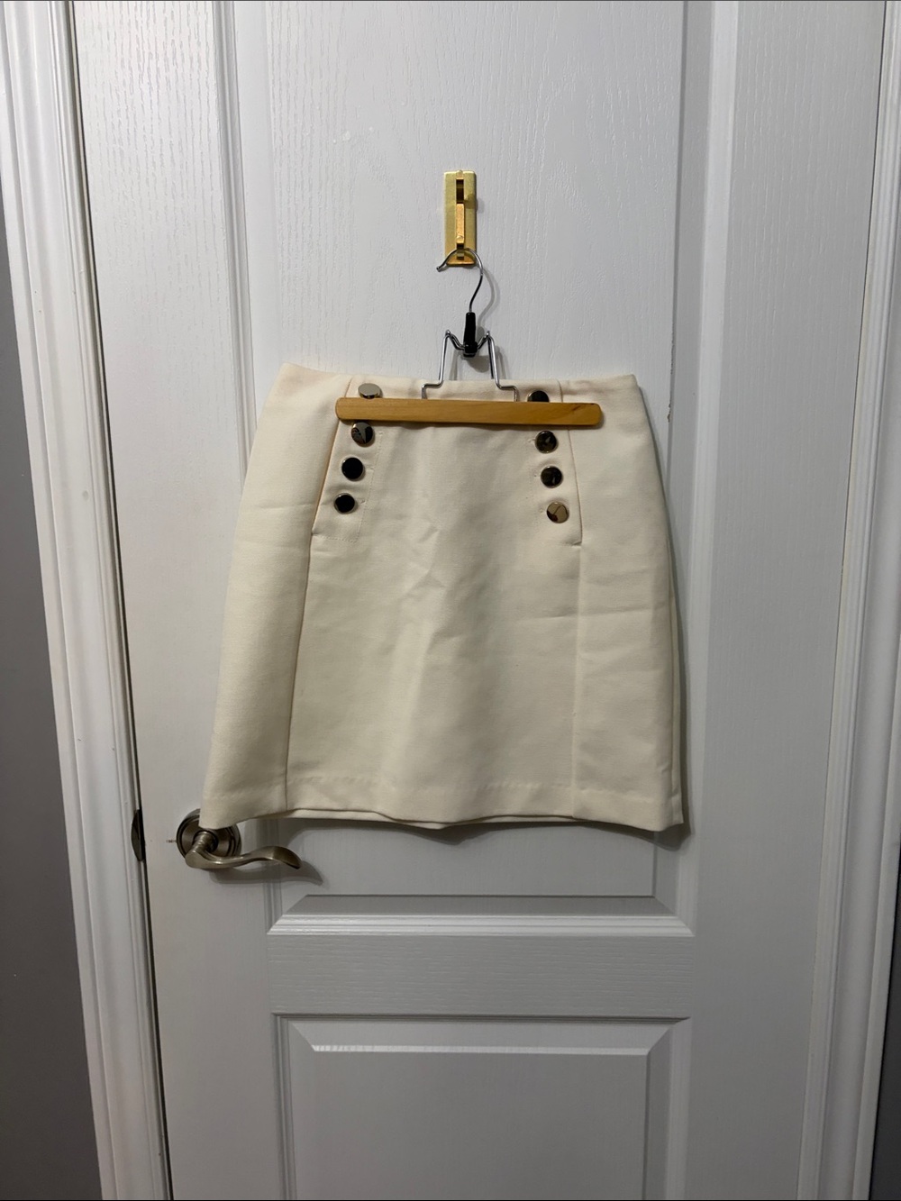 H&M Cream Mini Skirt with Contrast Buttons
